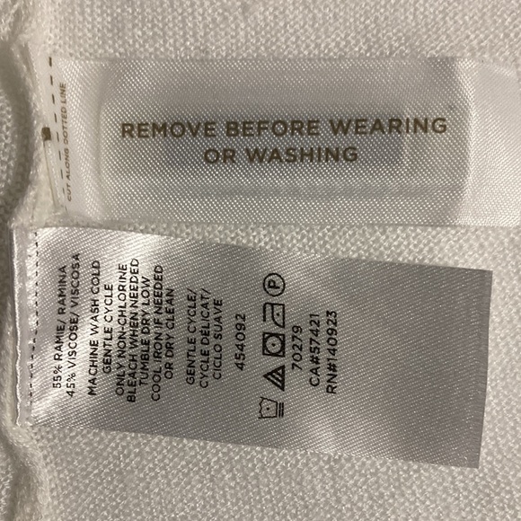 Loft white light long stylish Cardigan no buttons SZ Small 55% Ramie 45% viscose - Picture 6 of 6